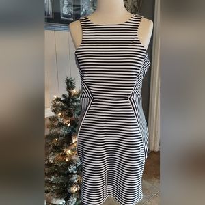 SIZE 13 "THE PINK HEARTS" STRIPED BLACK & WHITE DRESS